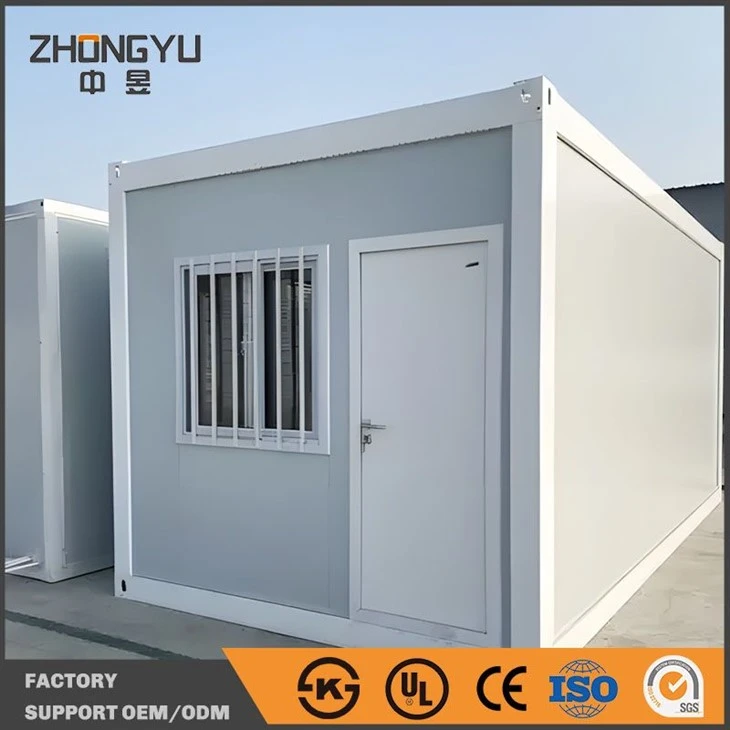 This is a prefabricated CONGTAINER house with two windows and one door.